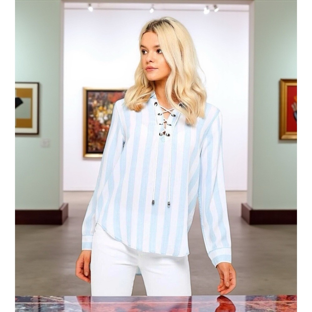 Rails Uli Lace‎ Up Block Stripe Top Size Small